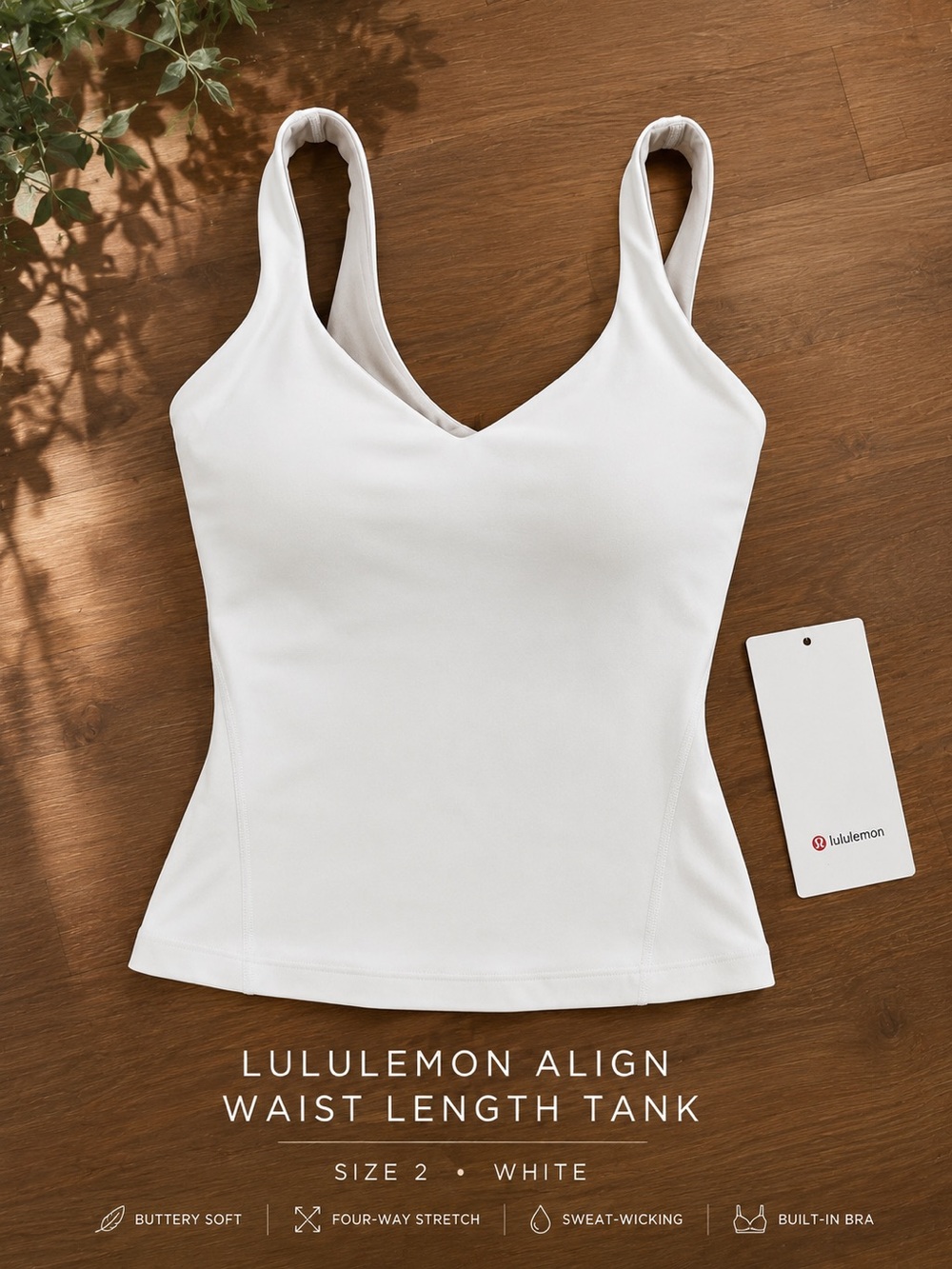 lululemon athletica White V‑Neck Align Waist‑Length Tank
